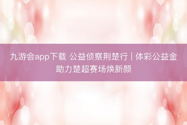 九游会app下载 公益侦察荆楚行 | 体彩公益金助力楚超赛场焕新颜